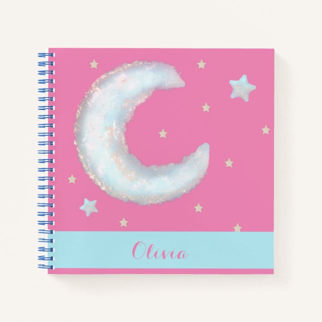 Cuaderno espiral de luna y estrellas lindo (Anverso)