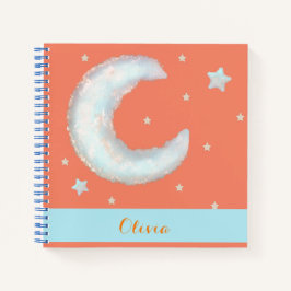 Cuaderno espiral de luna y estrellas lindo