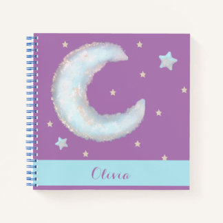 Cuaderno espiral de luna y estrellas lindo