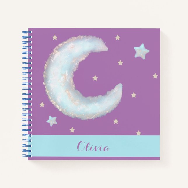 Cuaderno espiral de luna y estrellas lindo (Anverso)