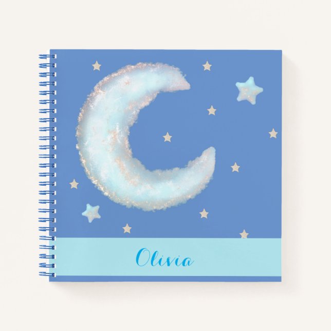 Cuaderno espiral de luna y estrellas lindo (Anverso)