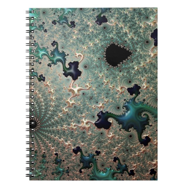 Cuaderno Espiral de Mandelbrot de Esmeralda y Oro (Frente)