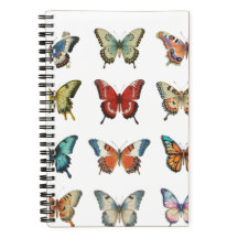 Cuaderno espiral de mariposa colorida