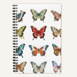 Cuaderno espiral de mariposa colorida