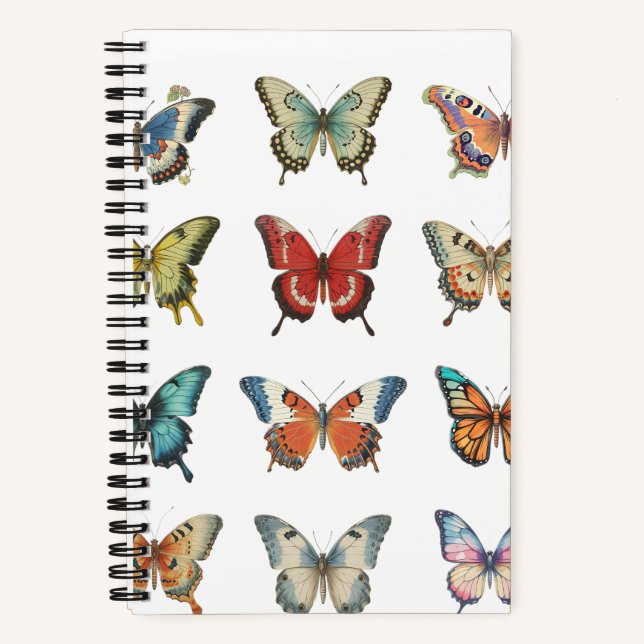 Cuaderno espiral de mariposa colorida (Anverso)