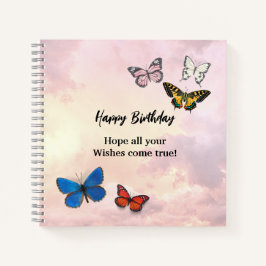 Cuaderno espiral de mariposa desgarrada sueño lila