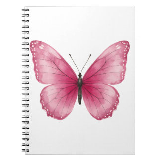 Cuaderno espiral de mariposa rosa estético
