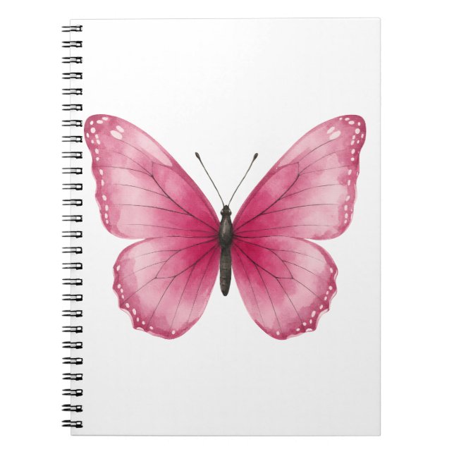 Cuaderno espiral de mariposa rosa estético (Frente)
