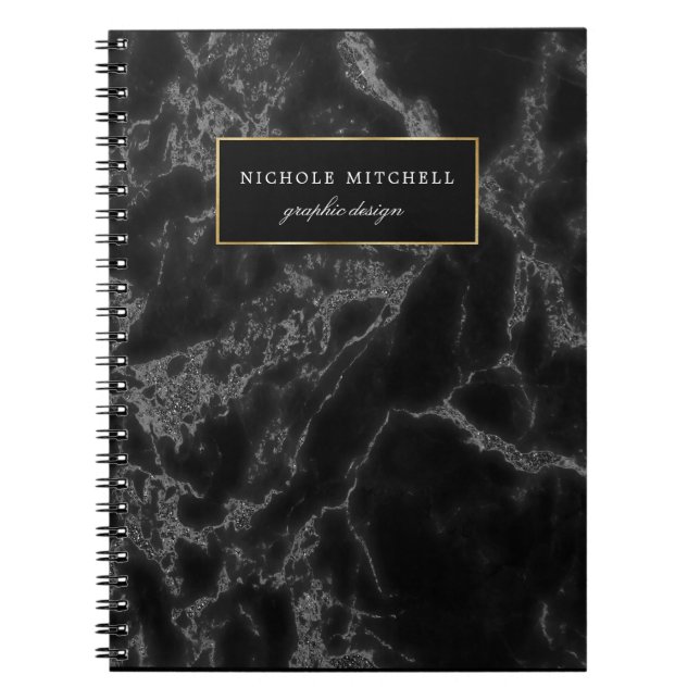 Cuaderno espiral de mármol negro (Frente)