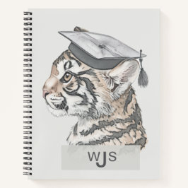 Cuaderno espiral de monograma con tema de tigre ún
