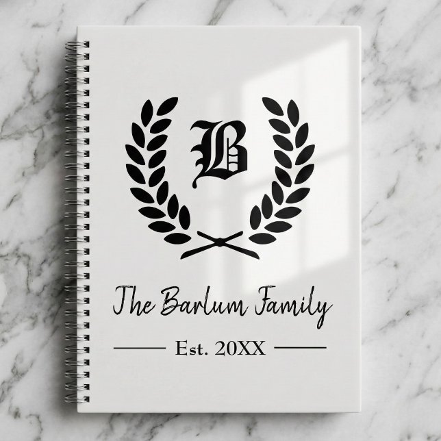 Cuaderno espiral de monograma de apellido de famil (Family Name Monogram Spiral Notebook)