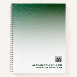 Cuaderno Espiral de monograma de plata cepillado personaliz