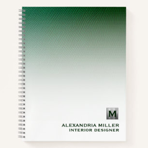 Cuaderno Espiral de monograma de plata cepillado personaliz