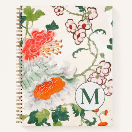 Cuaderno Espiral de monograma floral elegante