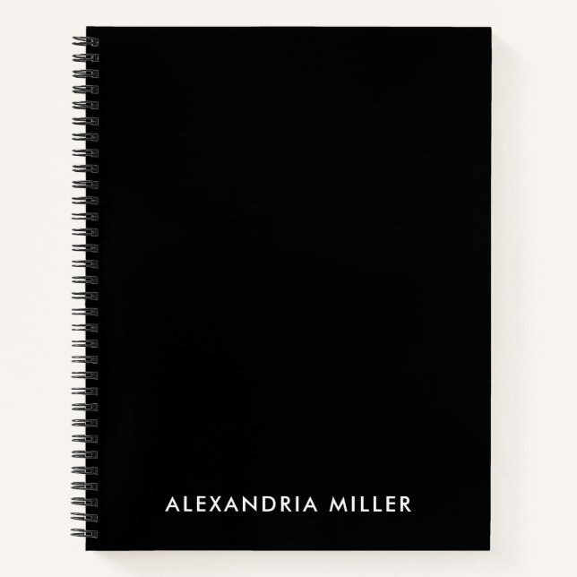 Cuaderno Espiral de monograma negro personalizado (Anverso)