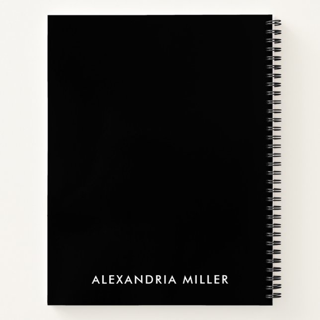 Cuaderno Espiral de monograma negro personalizado de mano i (Reverso)