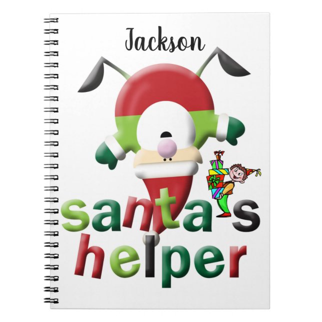 Cuaderno espiral de Navidad Ayudante de Santa  (Frente)