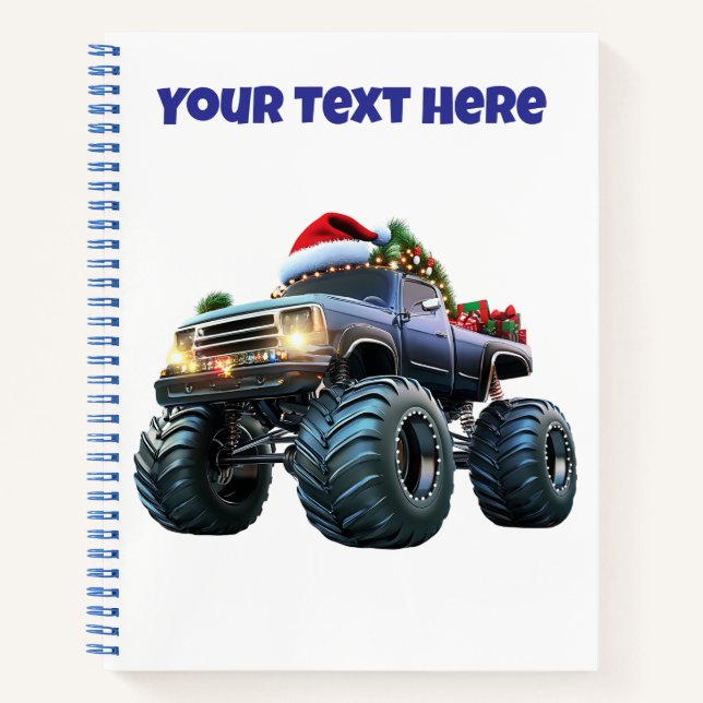 Cuaderno espiral de Navidad de camión monstruo azu (Anverso)