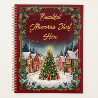 Cuaderno espiral de Navidad de pueblo invernal aco