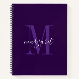Cuaderno espiral de nombre con monograma moderno m