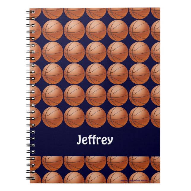 Cuaderno Espiral de nombre personalizado del baloncesto (Frente)