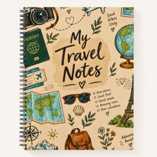 Cuaderno espiral de notas de viaje vintage persona