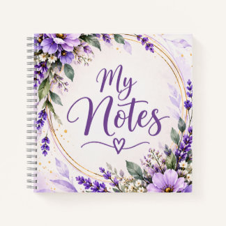 Cuaderno espiral de notas florales de lavanda