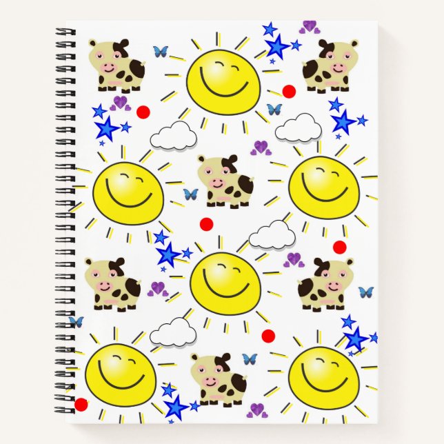 Cuaderno Espiral de nubes de sol de vaca para portátiles (Anverso)