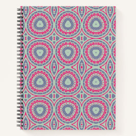 Cuaderno espiral de patrón circular rosa