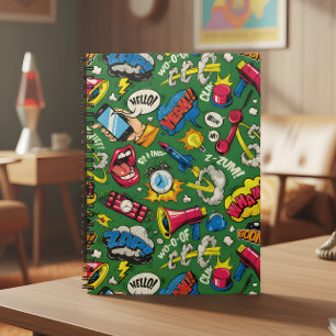 Cuaderno espiral de patrón de cómic retro de Pop A