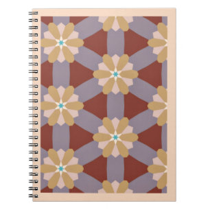 Cuaderno espiral de patrón floral geométrico retro