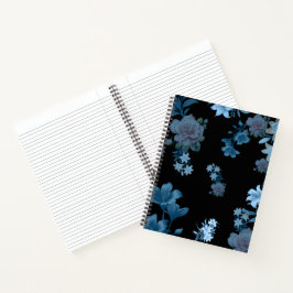 Cuaderno espiral de patrón floral turquesa elegant