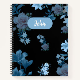 Cuaderno espiral de patrón floral turquesa elegant