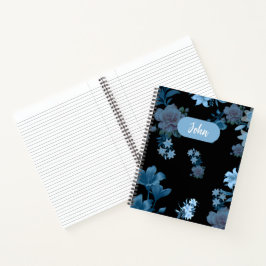 Cuaderno espiral de patrón floral turquesa elegant