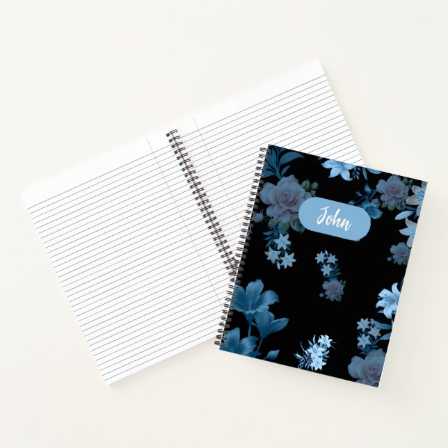 Cuaderno espiral de patrón floral turquesa elegant (Interior)