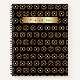 Cuaderno espiral de patrón geométrico marrón y neg