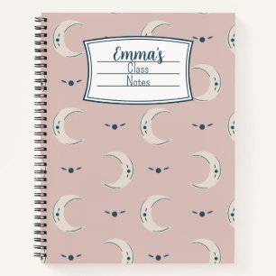Cuaderno espiral de patrón lunar personalizado 21.