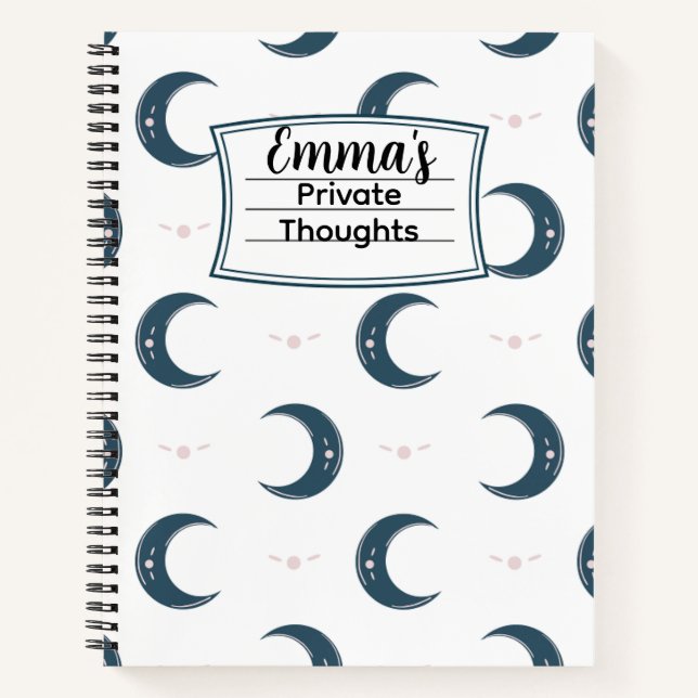 Cuaderno espiral de patrón lunar personalizado 21. (Anverso)