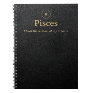 Cuaderno espiral de Piscis - Aspecto de cuero sint