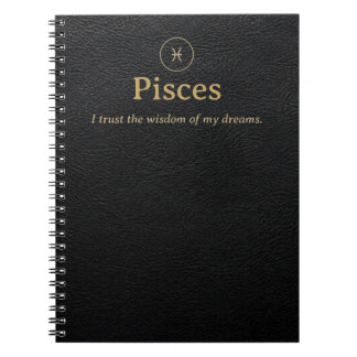 Cuaderno espiral de Piscis - Aspecto de cuero sint