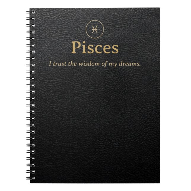 Cuaderno espiral de Piscis - Aspecto de cuero sint (Frente)