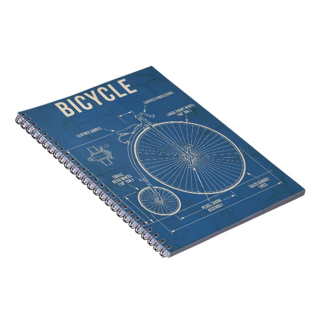 Cuaderno espiral de plano de Penny Farthing vintag (Lado Derecho)