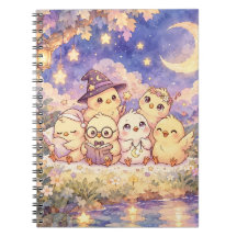 Cuaderno espiral de pollitos lindos en un jardín i