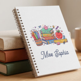 Cuaderno Espiral de Profesora de Manzana Adorable
