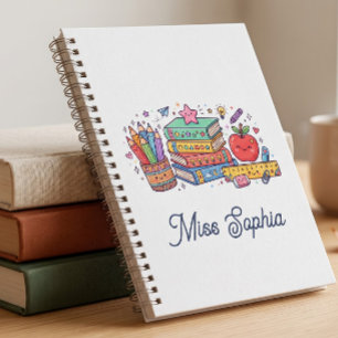 Cuaderno Espiral de Profesora de Manzana Adorable