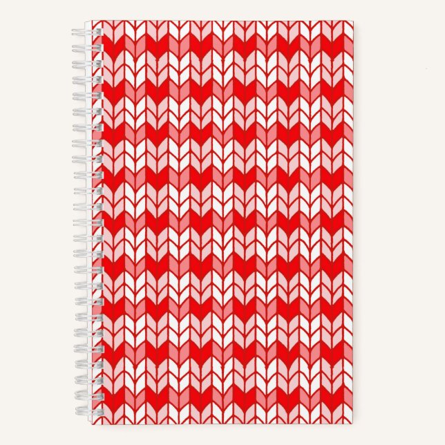 Cuaderno espiral de punto de gingham rojo 5.5x8.5 (Anverso)
