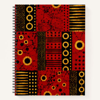 Cuaderno Espiral de ráfaga solar roja africana con parches