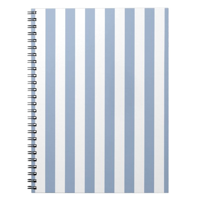 Cuaderno espiral de rayas azules y blancas lindo  (Frente)