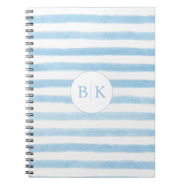 Cuaderno espiral de rayas con monograma personaliz