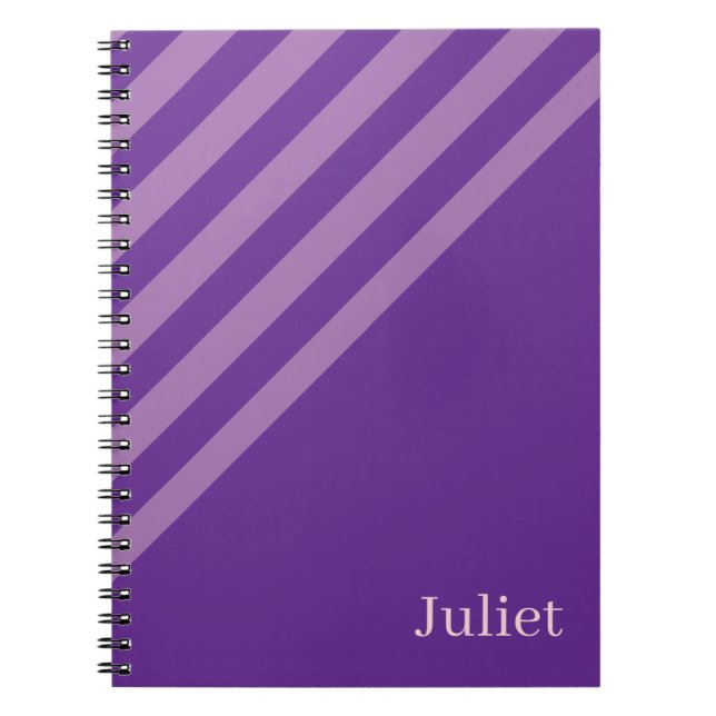 Cuaderno espiral de rayas moradas lindas  (Frente)